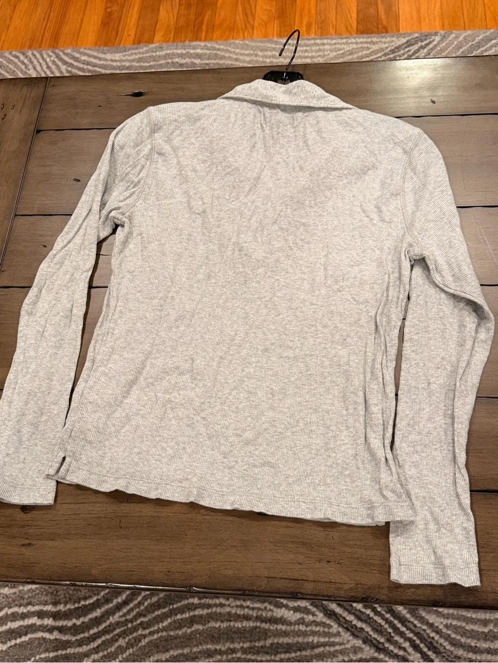 J. Crew Heather Soft Gray Heather Long-Sleeve Ribbed Polo T Shirt #445
